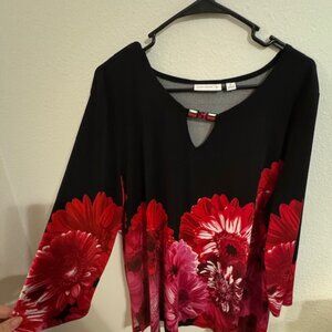 women's black & red tunic top